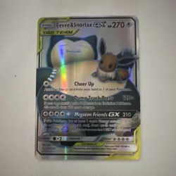 Pokemon Eevee & Snorlax GX TAG TEAM Ultra Rare Full Art Holo SM Team Up 171/181 - Image 1