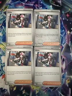 (4) Hilda Trainer White Flare Pokemon TCG 084/086 Common + Reverse Holo English - Image 1
