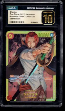 2022 ONE PIECE JAPANESE ROMANCE DAWN SHANKS SECRET RARE OP01-120 CGC 10 PRISTINE - Image 1