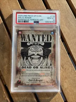 (1) PSA 10 2025 ONE PIECE CARRYING ON HIS WILL WANTED ALT ART #118 GOL D. ROGER - Image 1