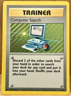 Computer Search 71/102 Pokemon TCG Base Set Trainer Card Unlimited Rare LP - Image 1
