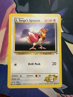 Pokemon TCG Lt. Surge's Spearow Gym Heroes 52/132 Unlimited Card - Image 1