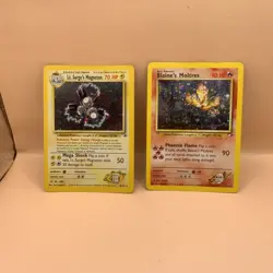Vtg Pokemon Cards Lot Of 2 Lt. Surge’s Magneton 8/132 & Blaine’s Moltres 1/132 - Image 1