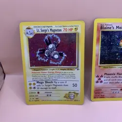 Vtg Pokemon Cards Lot Of 2 Lt. Surge’s Magneton 8/132 & Blaine’s Moltres 1/132 - Image 2