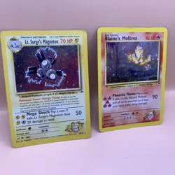 Vtg Pokemon Cards Lot Of 2 Lt. Surge’s Magneton 8/132 & Blaine’s Moltres 1/132 - Image 4