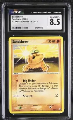 CGC NM/Mint+ 8.5 Pokemon Sandshrew 82/113 2005 EX Delta Species - Image 1