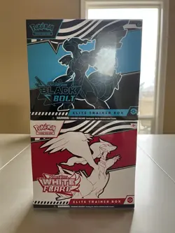 Pokemon Black Bolt and White Flare ETB Set Of 2 Factory Sealed - Image 1