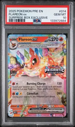 2025 POKEMON PRE EN - PRISMATIC EVOLUTIONS SURPRISE BOX #014 FLAREON EX PSA 10 - Image 1