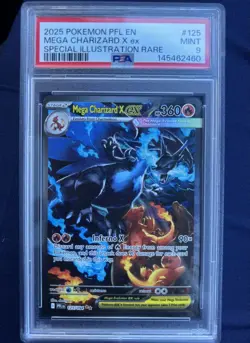 PSA 9 MINT 2025 POKEMON PFL EN-PHANTASMAL FLAMES #125 MEGA CHARIZARD X ex SIR - Image 1