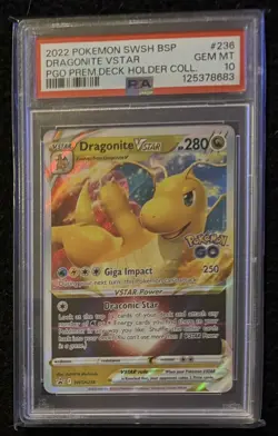 2022 Pokemon SWSH BSP Dragonite VSTAR Pokemon GO 236 PSA 10 - Image 1