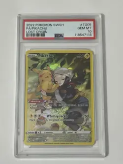 Pokemon Pikachu TG05/TG30 Lost Origin Trainer Gallery Full Art Holo - PSA 10 - Image 1
