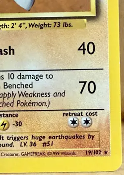 Dugtrio Pokemon TCG Base Set Unlimited 19/102 Non-Holo Rare 1999 LP - Image 3