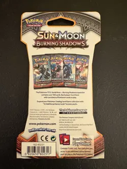 New Sealed Pokemon TCG Burning Shadows Booster Pack Sun and Moon Sleeved - Image 2