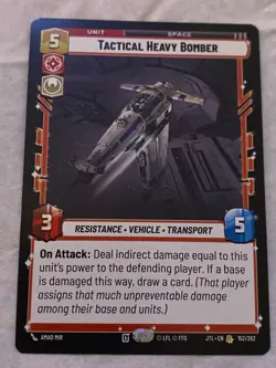 STAR WARS UNLIMITED JTL TACTICAL HEAVY BOMBER Rare Card NM - Image 1