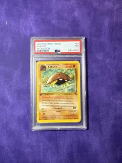 Pokemon TCG Kabuto Fossil Card 50/62 1st Edition PSA 7 - Image 1