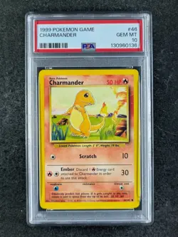 1999 Pokemon CHARMANDER 46/102 Base Set Unlimited Common English PSA 10 - Image 1