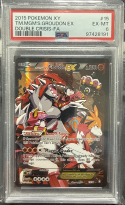 2015 POKEMON XY DOUBLE CRISIS #15 FULL ART/TEAM MAGMA'S GROUDON EX PSA 6 - Image 1