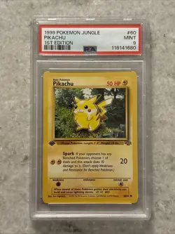 1999 Pokemon Jungle 1st Edition #60 Pikachu PSA 9 Mint - Image 1