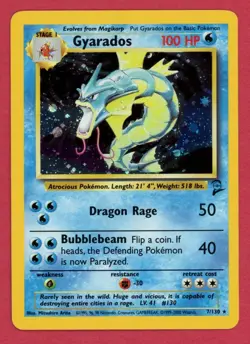 Gyarados Base Set 2 7/130 1999-2000 Pokemon Holo Rare - LP - Image 1