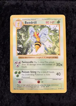 Beedrill 17/102 Shadowless - Base Set Pokemon TCG - NM - Image 1