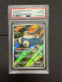 2023 POKEMON SVP BLACK STAR PROMO #051 SNORLAX 151 ELITE TRAINER BOX PSA 10 - Image 1