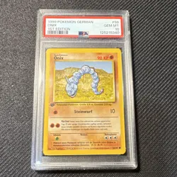 Pokemon TCG - Onix - 56/102 Base Set 1st Edition German PSA 10 1999 - Image 1