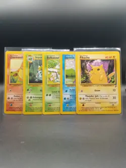 Pokemon ~ Base Set Lot ~ Pikachu, Squirtle, Bulbasaur, Charmander - Image 1