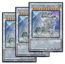 Yugioh - Blue-Eyes Ultimate Spirit Dragon x 3 - 1st Ultra Rare NM - Free Holo - Image 1
