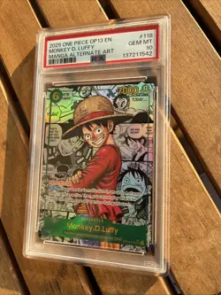 (1) PSA 10 One Piece CCG Monkey.D.Luffy Manga Alternate Art OP13-118 - Image 3