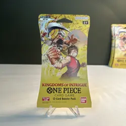 One Piece KINGDOMS OF INTRIGUE English Sleeved Booster OP-04 Sealed 12-Card Pack - Image 1