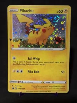 Pokemon TCG Pikachu SWSH039 Sword & Shield Holo Black Star Promo Card - Image 1