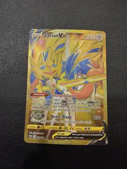 Zacian V Gold Secret Rare Full Art 211/202 Sword & Shield Pokemon Card NM - Image 2
