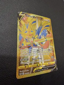 Zacian V Gold Secret Rare Full Art 211/202 Sword & Shield Pokemon Card NM - Image 4