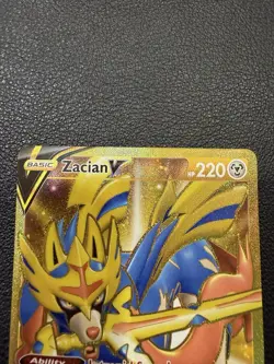 Zacian V Gold Secret Rare Full Art 211/202 Sword & Shield Pokemon Card NM - Image 5