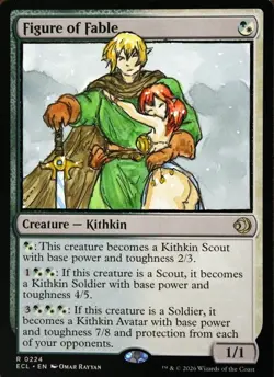 Figure of Fable Altered Art Hand Painted MTG Magic the Gathering Anime Girl - Image 1
