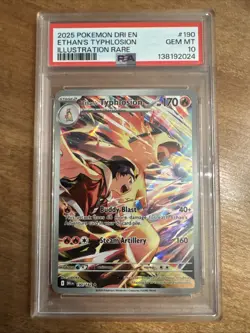 2025 POKEMON DRI EN-DESTINED RIVALS ILLUSTRATION RARE ETHAN'S TYPHLOSION PSA 10 - Image 1