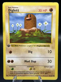 Diglett 47/102 Common 1st Edition Base Set Pokemon TCG Shadowless - Image 1
