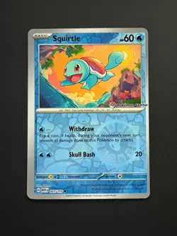 Squirtle 007/165 Pokemon Center Exclusive Stamped Promo Holo NM (OFF-Center) - Image 1