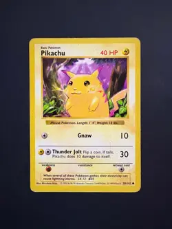 Pikachu (Yellow Cheeks) 58/102 Pokemon Base Set Shadowless Common MP 1999 - Image 1
