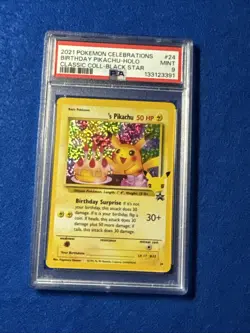 Birthday Pikachu - Holo - 2021 Pokemon Celebrations - PSA 9 - Image 1