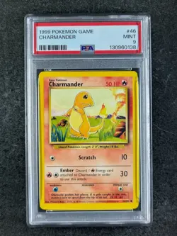 1999 Pokemon CHARMANDER 46/102 Base Set Unlimited Common English PSA 9 (B) - Image 1
