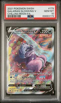 2021 POKEMON SWORD & SHIELD CHILLING REIGN FULL ART/GALARIAN SLOWKING V PSA 10 - Image 1