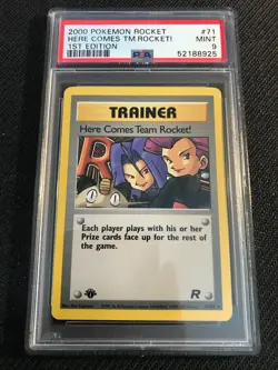 PSA 9 MINT Here Comes Team Rocket! 71 Team Rocket 1st Edition Pokemon Card - Image 1