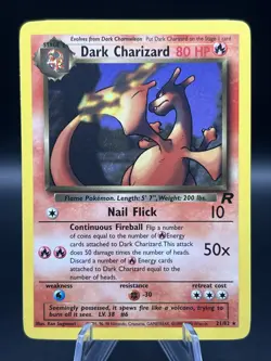Pokemon TCG WOTC Dark Charizard TCG Non-Holo Rare Card 21/82 - Image 1