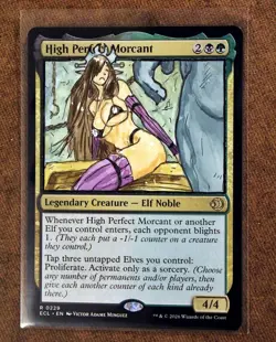 High Perfect Morcant Altered Art Hand Painted MTG Magic the Gathering Anime Elf - Image 1