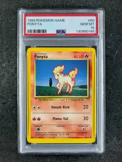 1999 Pokemon PONYTA 60/102 Base Set Unlimited Common English PSA 10 - Image 1