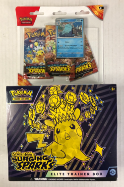 Pokemon Surging Sparks Elite Trainer Box ETB & 3 Pack Blister Quagsire New LOT - Image 1