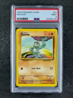 1999 Pokemon MACHOP 52/102 Base Set Unlimited Common English PSA 9 (C) - Image 1