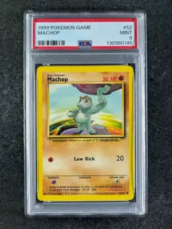 1999 Pokemon MACHOP 52/102 Base Set Unlimited Common English PSA 9 (B) - Image 1