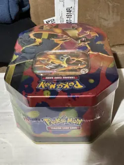 Pokemon Mega Charizard EX Mega Evolutions Tin 4 Sealed Booster Packs IN HAND - Image 3
